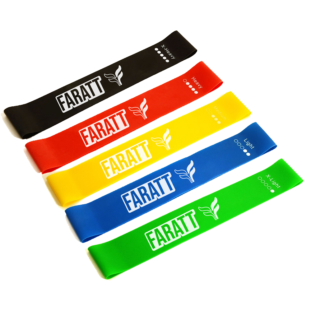 Faratt Ligas de Resistencia para Ejercicio (Paquete de 5 Diferentes Niveles). Ideales para Ejercicio en Casa, Gimnasio, Fisioterapia, Yoga, Pilates, Crossfit. Incluye Bolsa para Transportar las Bandas Elásticas y E-book 