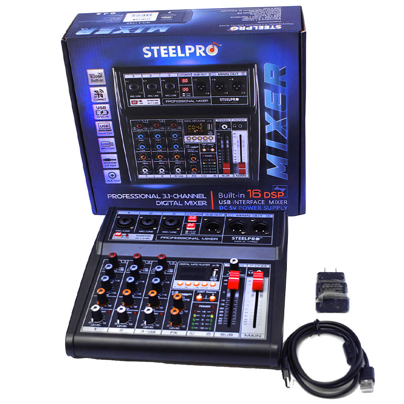 Mezcladora 4canales Bluetooth E Interfaz De Sonido Steelpro