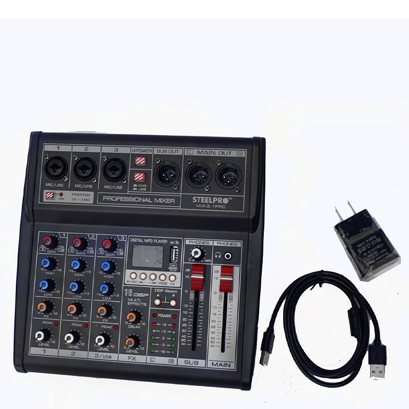 Mezcladora 4canales Bluetooth E Interfaz De Sonido Steelpro