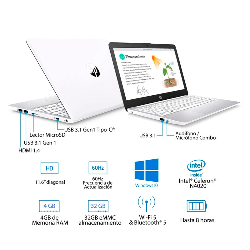 Laptop HP Stream 11 intel celeron 32gb eMMC 4Gb de Ram + Microsd 64GB