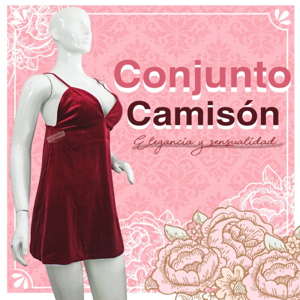 Conjunto Camison + Tanga Para Dama Lenceria Encaje Sexy 1946
