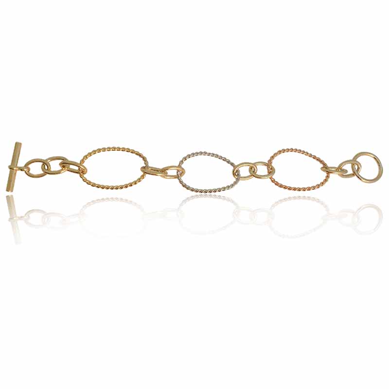 Pulsera oro 18k laminado #168 de eslabones grandes con unión de eslabones pequeños