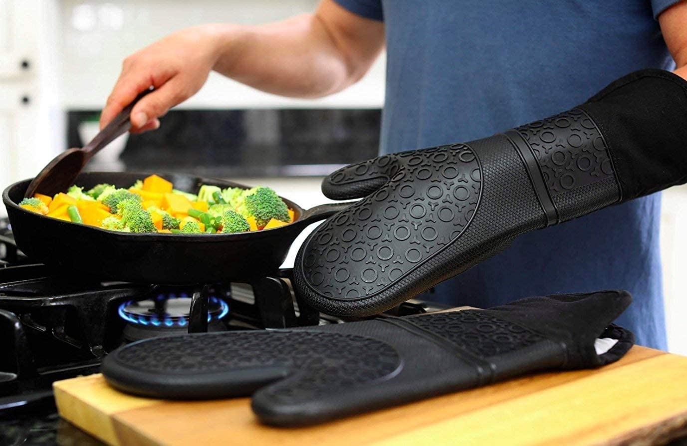 Guantes de silicona Timotech resistentes al calor con forro interno de algodón