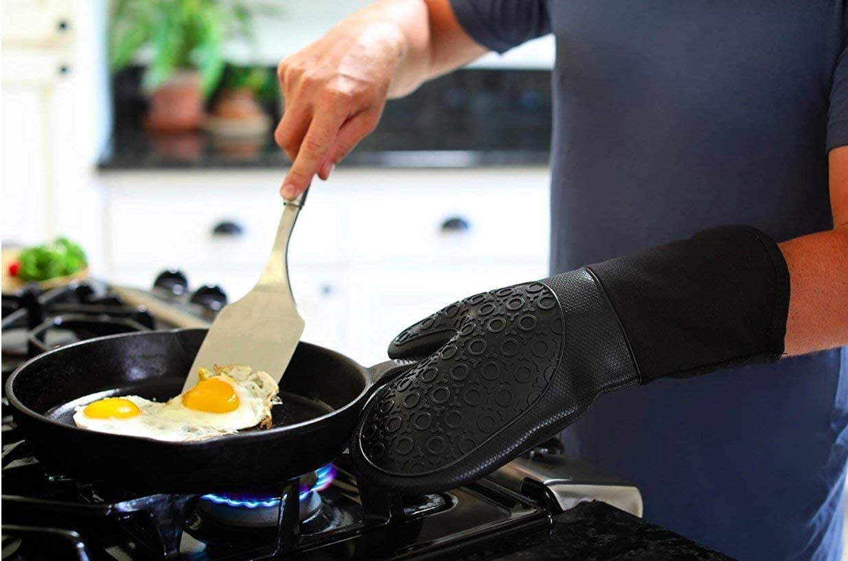 Guantes de silicona Timotech resistentes al calor con forro interno de algodón