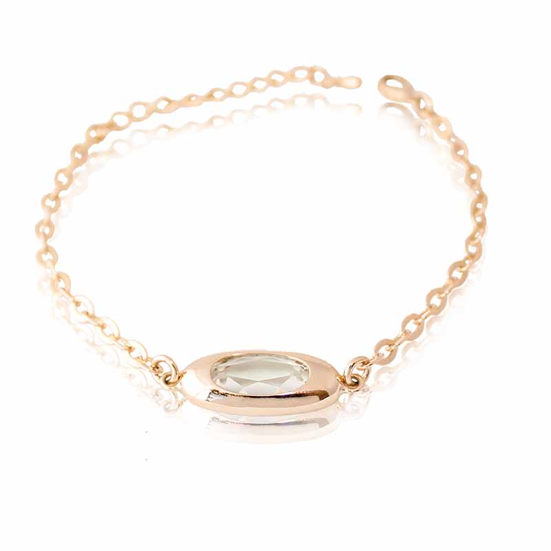Pulsera brazalete mujer eslabonada con detalle ovalo al centro oro 18k laminado