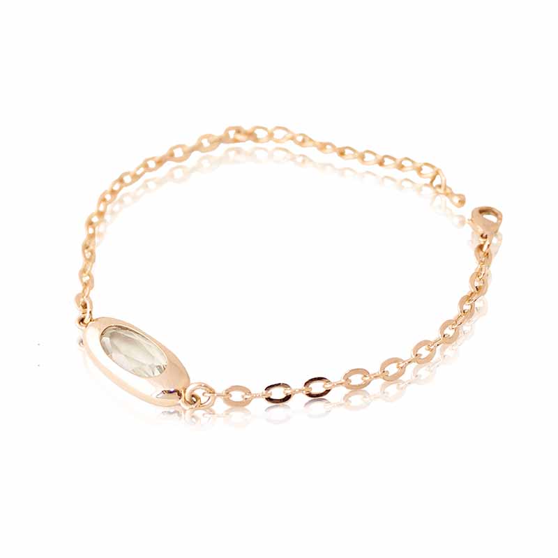 Pulsera brazalete mujer eslabonada con detalle ovalo al centro oro 18k laminado