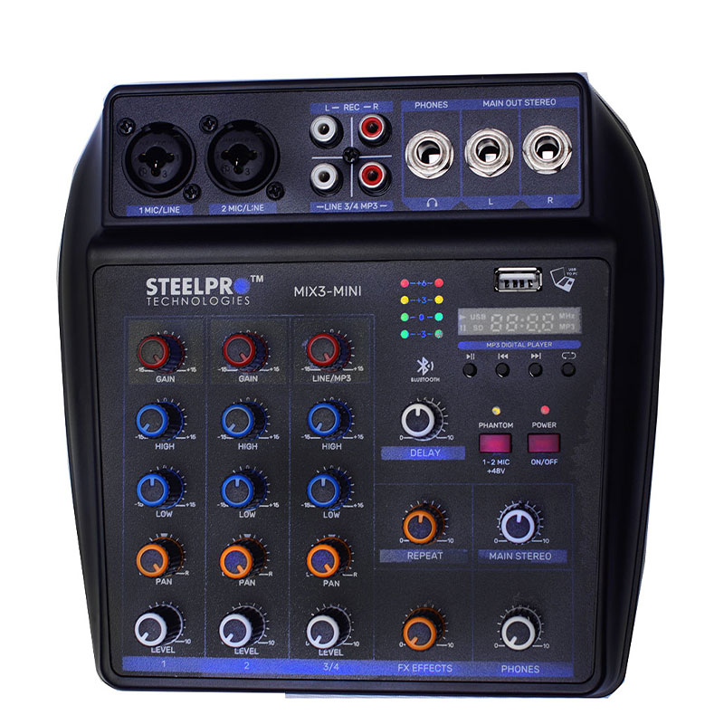 Mezcladora 4canales Bluetooth E Interfaz De Sonido Steelpro
