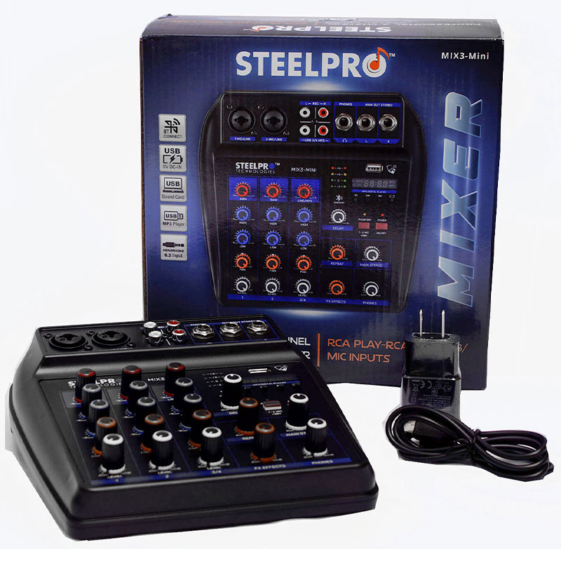 Mezcladora 4canales Bluetooth E Interfaz De Sonido Steelpro