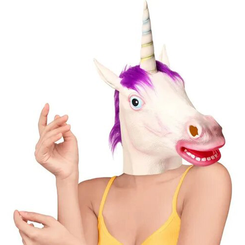 Mascara Cabeza Unicornio Fiesta Disfraz Halloween Festival