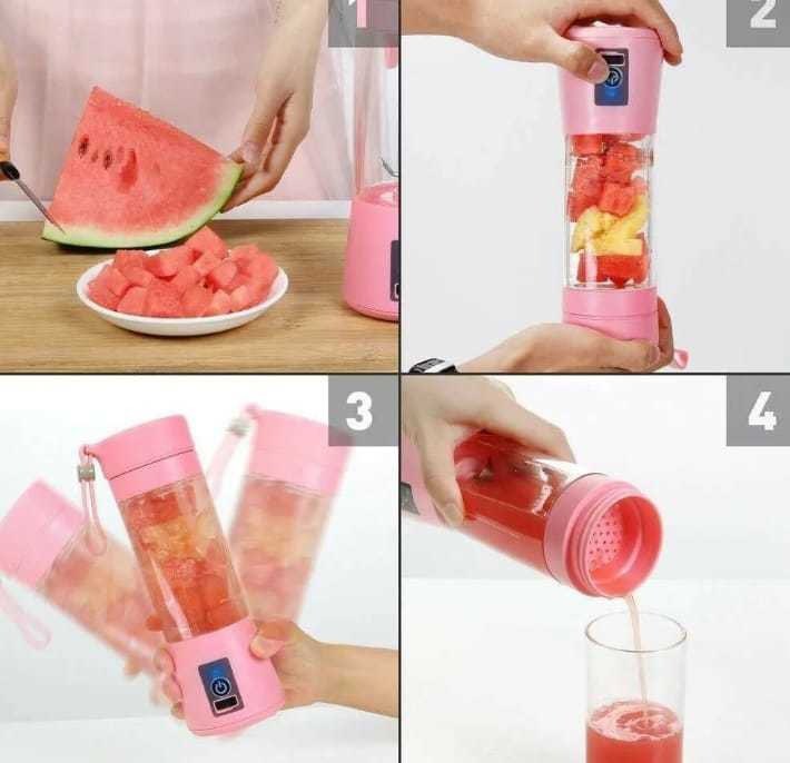 Vaso Licuadora Portátil Usb De 6 Aspas  Mezclador 4 Colores Diferentes