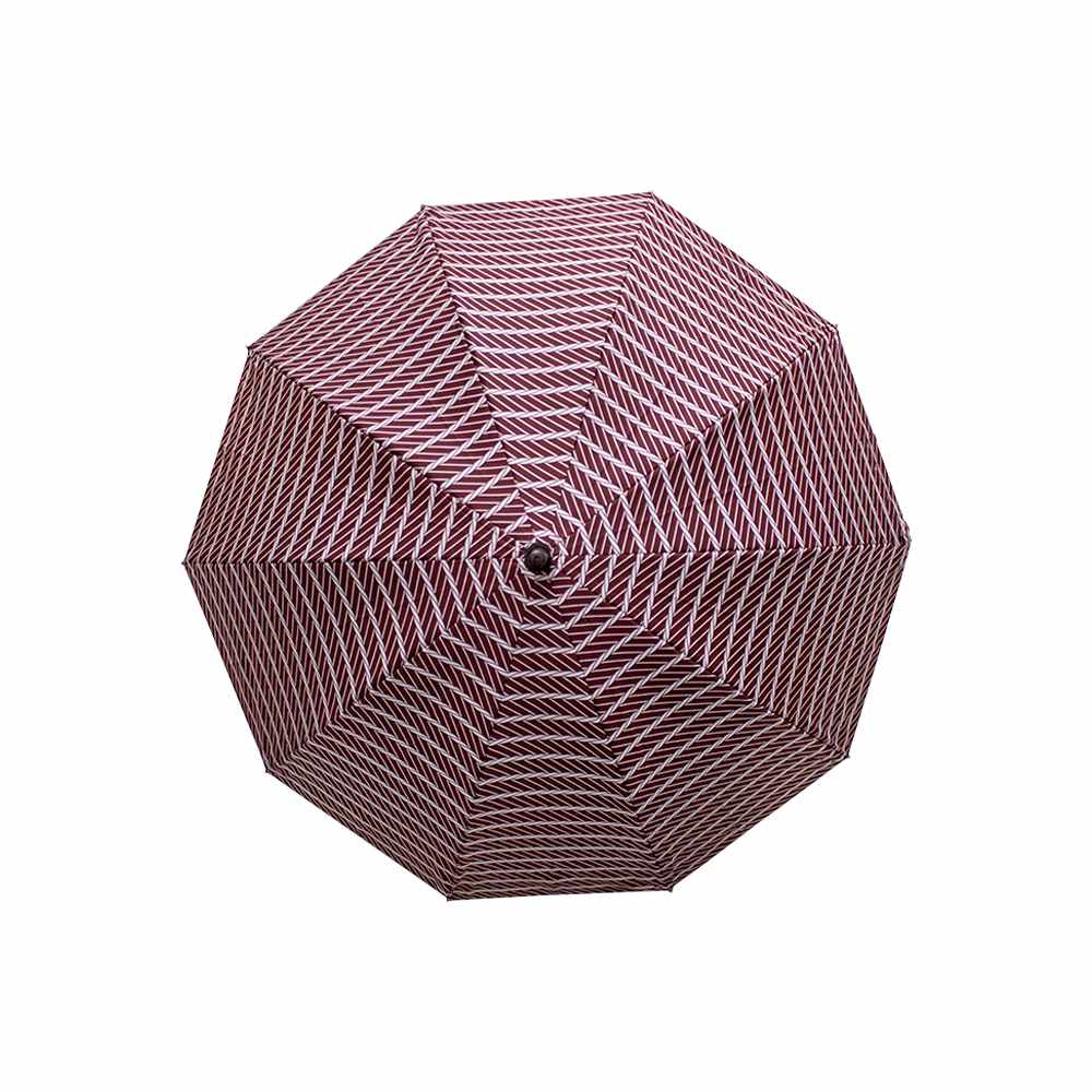 Paraguas Semiautomático Vino Rayado Doble Tela Filtro UV