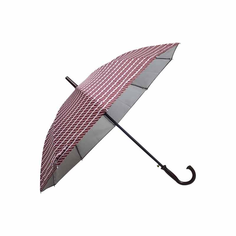 Paraguas Semiautomático Vino Rayado Doble Tela Filtro UV
