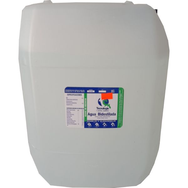 Agua Bidestilada. Certificada. 20 Litros.
