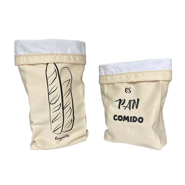 Bolsas de tela para pan / Pack 2 piezas / Interior plastificado / Ecológicas, lavables y reutilizables.