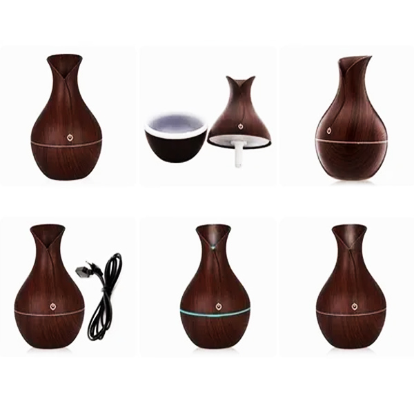 Difusor Humidificador De Aromaterapia Jarra Ultrasónico Luz Led 130 ml Cafe