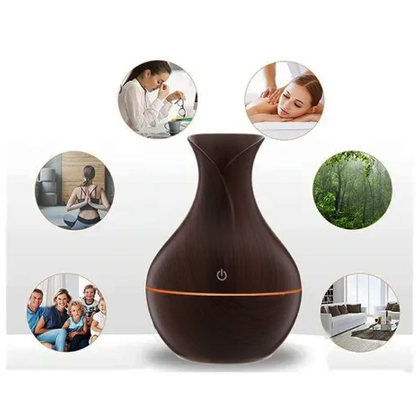 Difusor Humidificador De Aromaterapia Jarra Ultrasónico Luz Led 130 ml Cafe