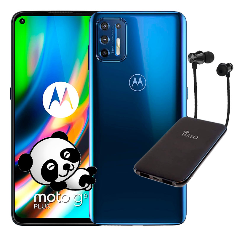 Celular Motorola Moto G9 Plus 4gb-128gb Azul + Power Bank + Audifonos