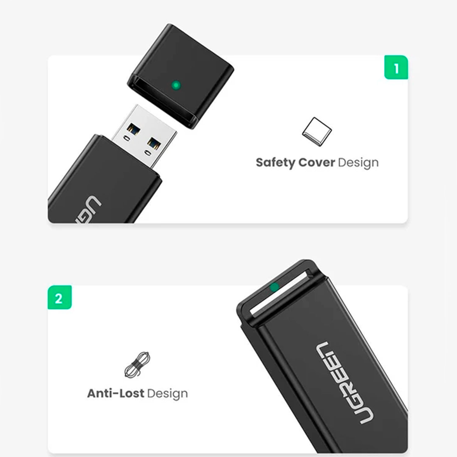 Hub Usb Lector Tarjeta Sd Ugreen 2 En 1 Sd Tf 5 Gbps Usb 3.0