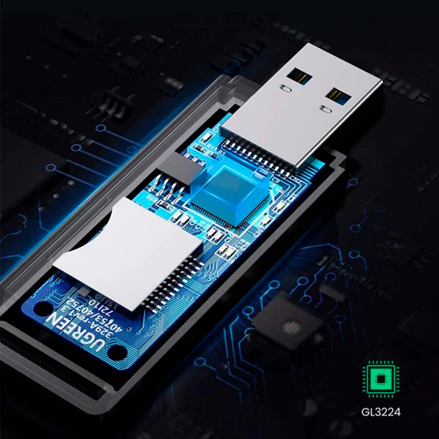 Hub Usb Lector Tarjeta Sd Ugreen 2 En 1 Sd Tf 5 Gbps Usb 3.0