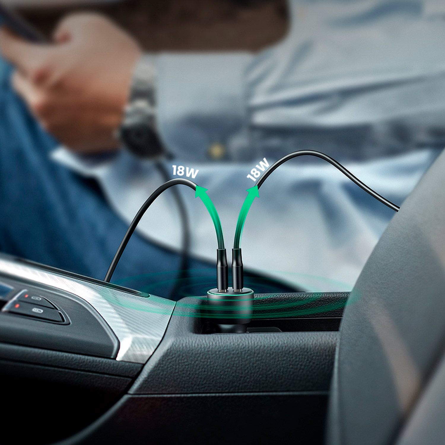 Cargador de Celular para Auto UGREEN con Carga Rapida