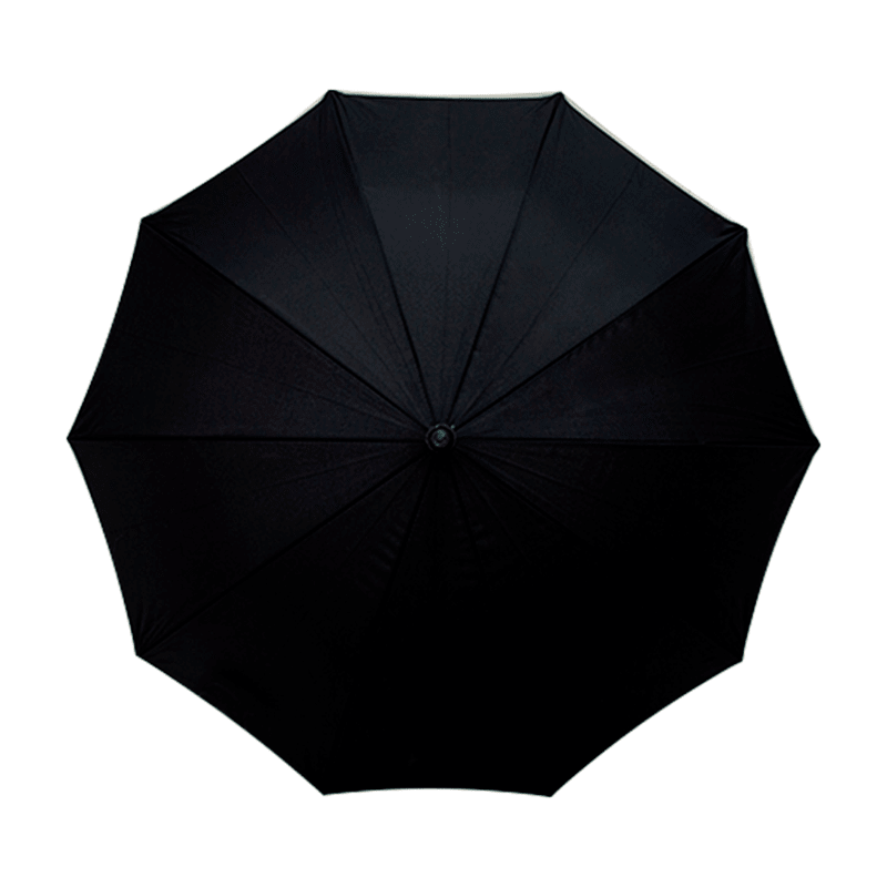 Paraguas Semiautomático Negro Bastón Mango Curvo Plástico Orilla Beige