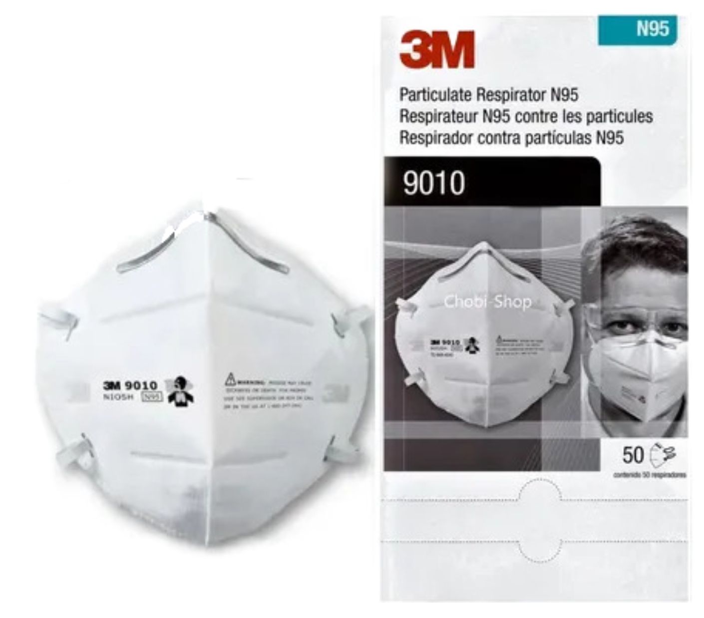Cubrebocas Mascarilla Respirador N95 3m 9010 Niosh CAJA 50 Piezas