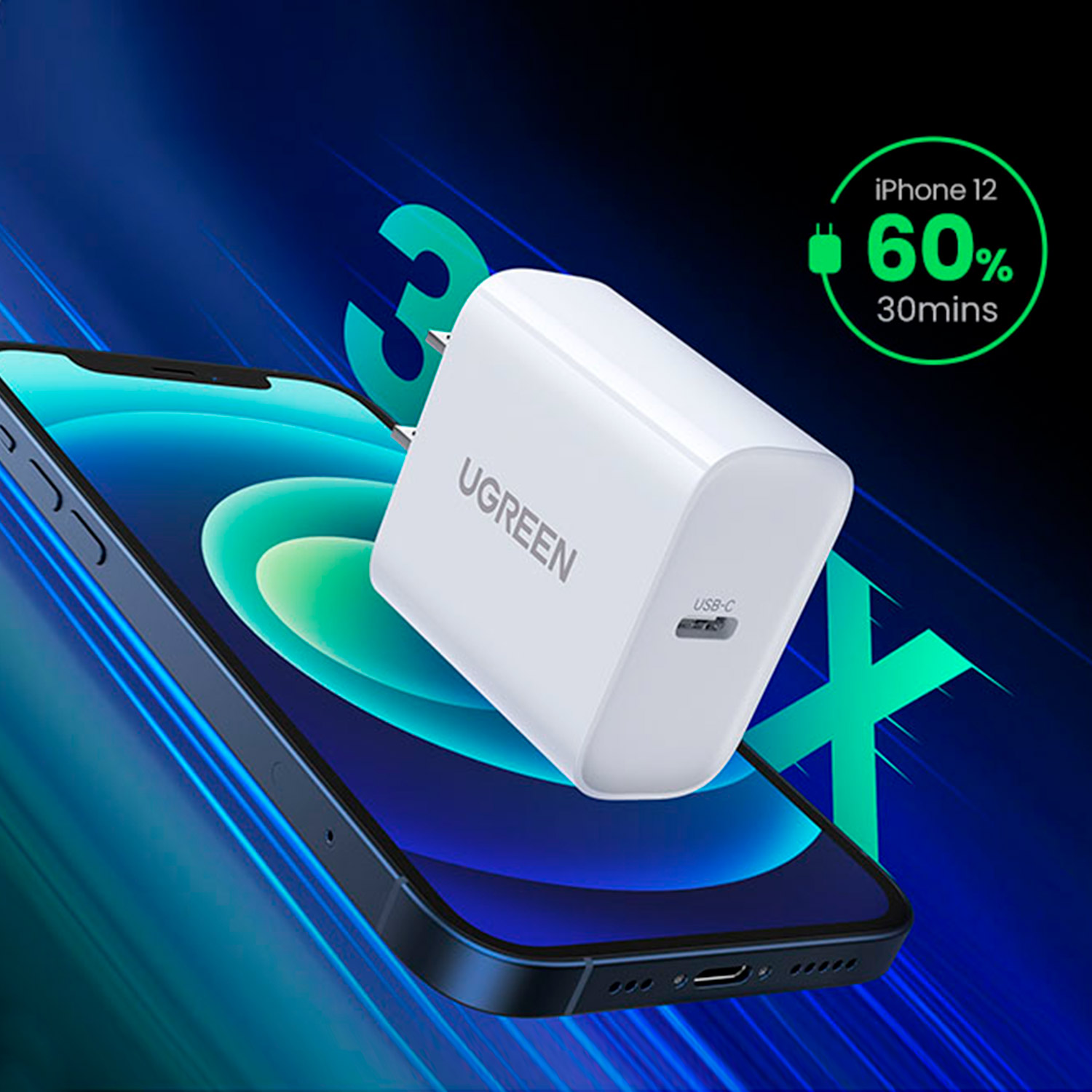 Cargador De Carga Rapida Ugreen Con Pd 20w Americano