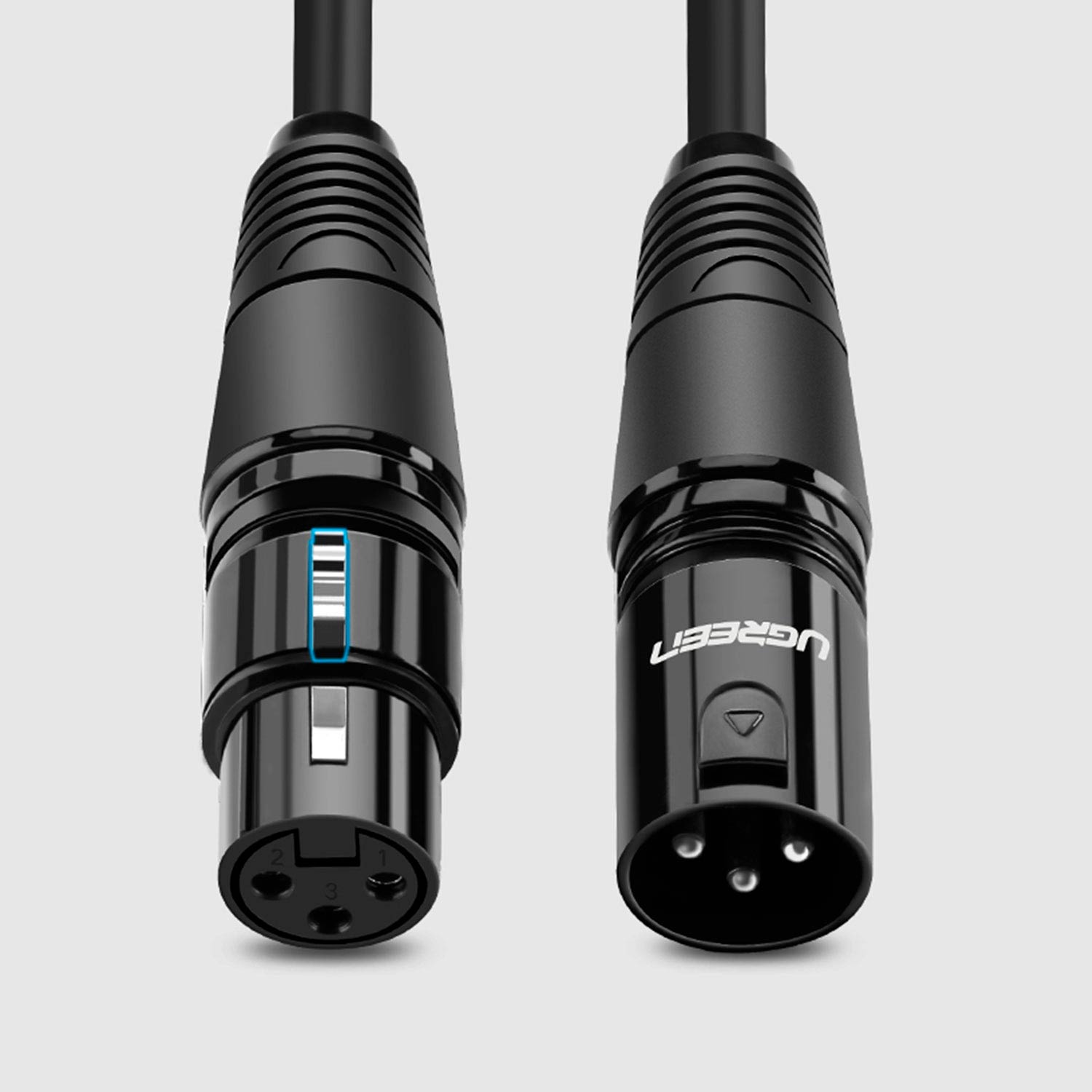 Cable Audio Ugreen Extensión Micrófono Xlr Calidad Alta Pvc Macho a Hembra de 3m