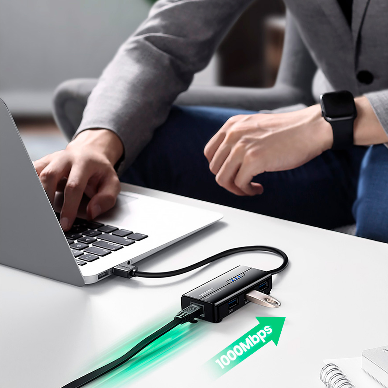 Hub Usb 3.0 Ugreen Gigabit Ethernet 1000 Mbps 3x Usb 3.0