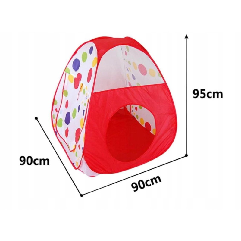 Tienda de campaña con túnel y alberca de pelotas