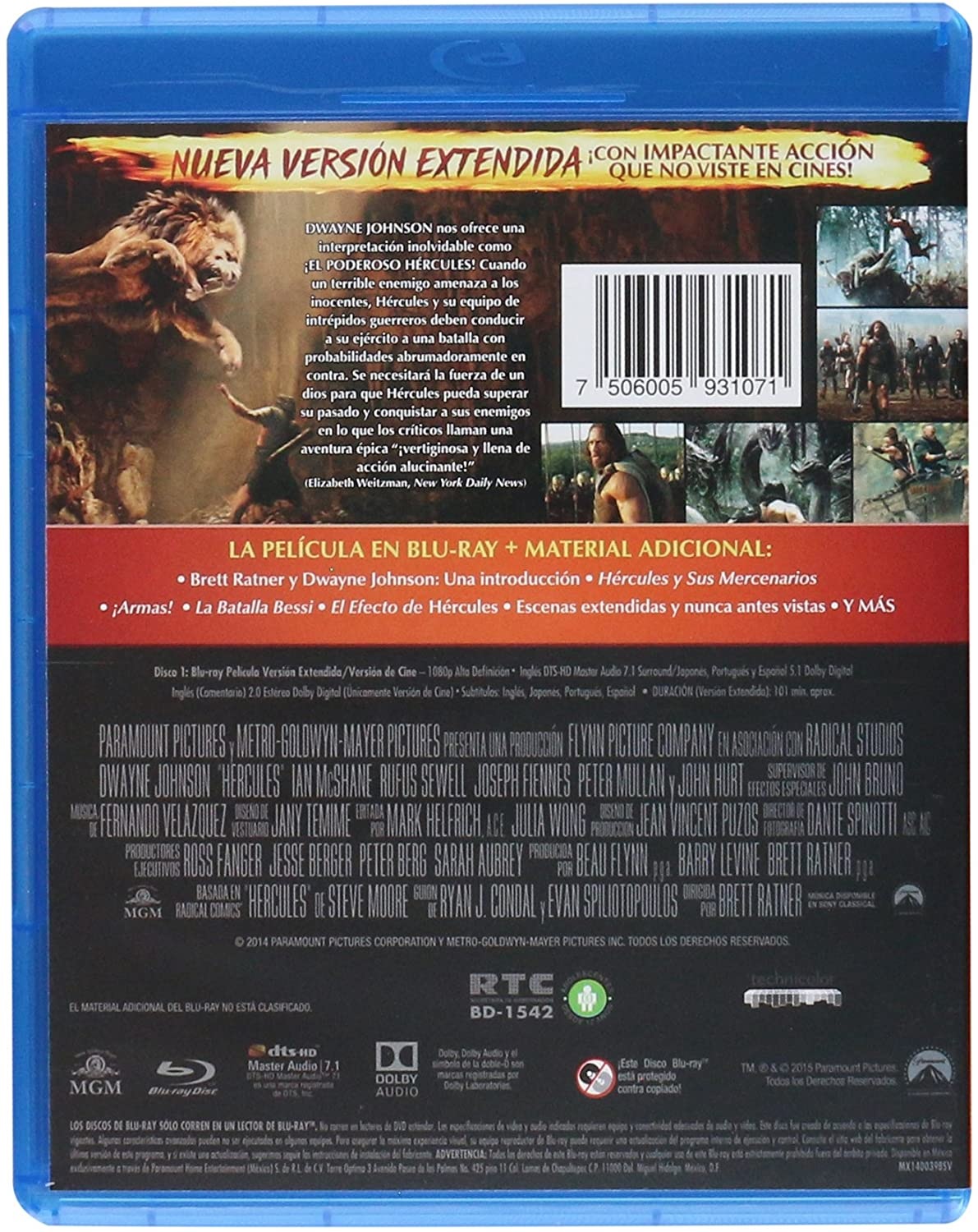 BLURAY HERCULES ( HERCULES ) 2014 - BRETT RATNER / DWAYNE JOHNSON / RUFUS SEWELL