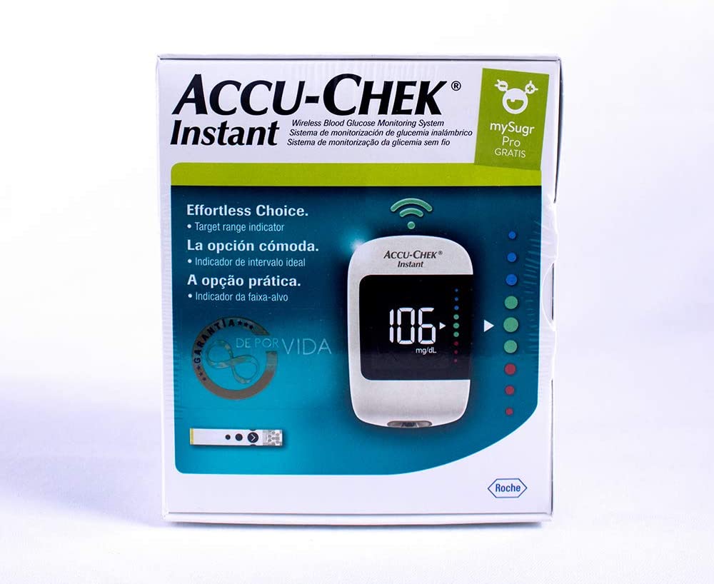 Glucómetro Accu Chek Sistema Instant Kit GRATIS 10 TIRAS Y 10 LANCETAS gratis 2 pilas de repuesto