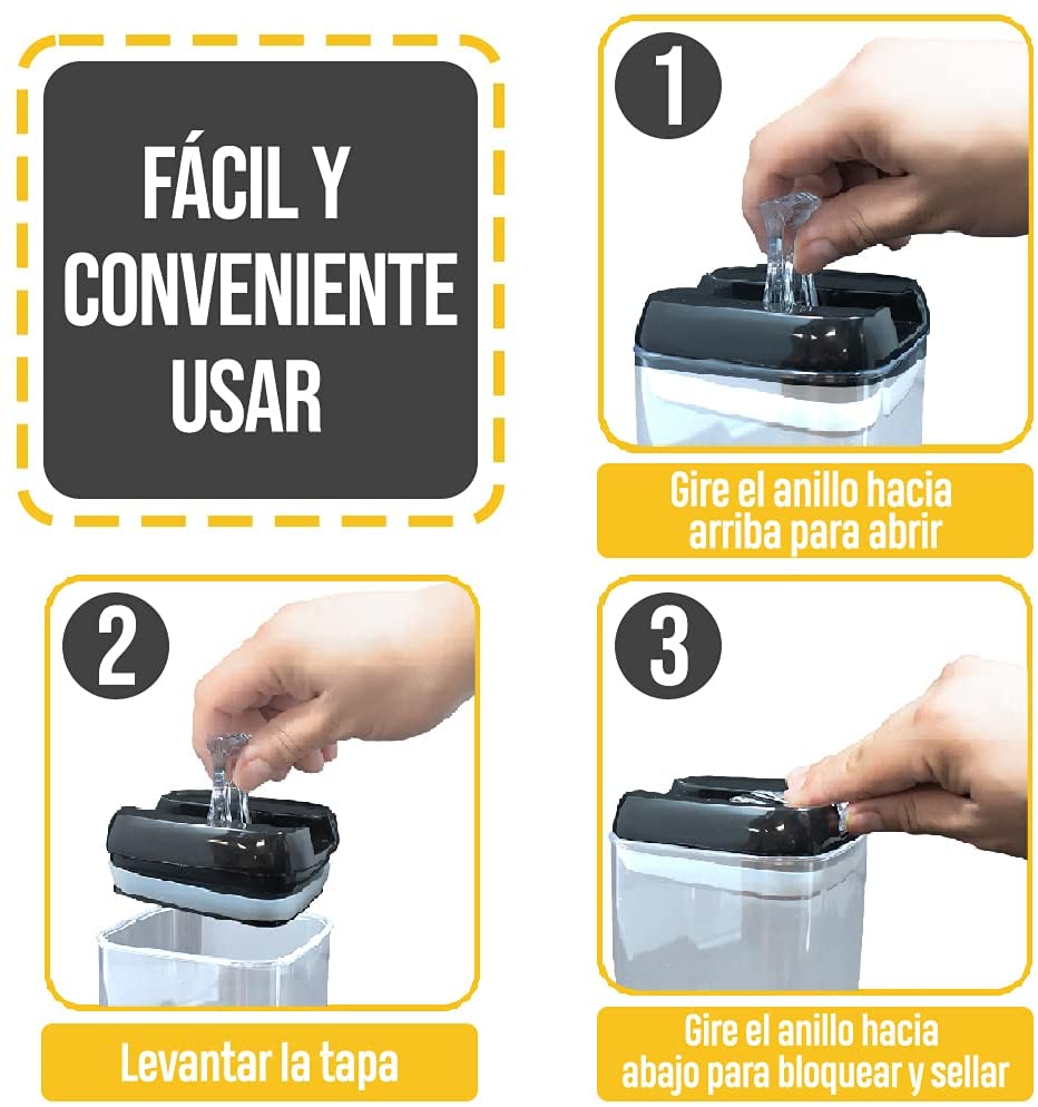 Juego de 7 Contenedores Lutema Herméticos para Almacenamiento de Alimentos Recipientes Libres de BPA y Tapa Abre-Facíl con Etiquetas para Identificar 