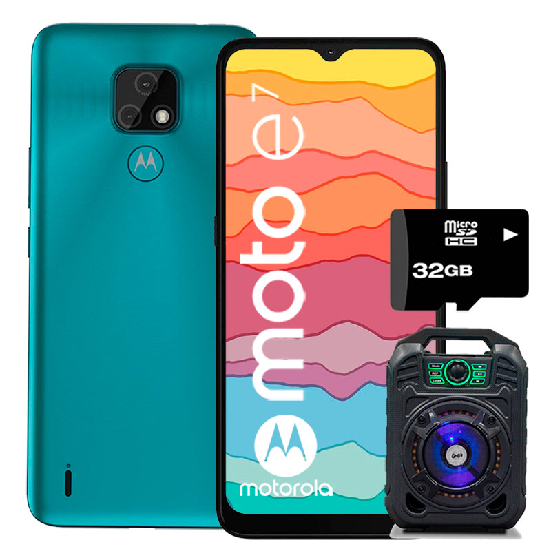 Celular Motorola Moto E7 32GB Azul + Microsd 32 +Bocina Buetooth
