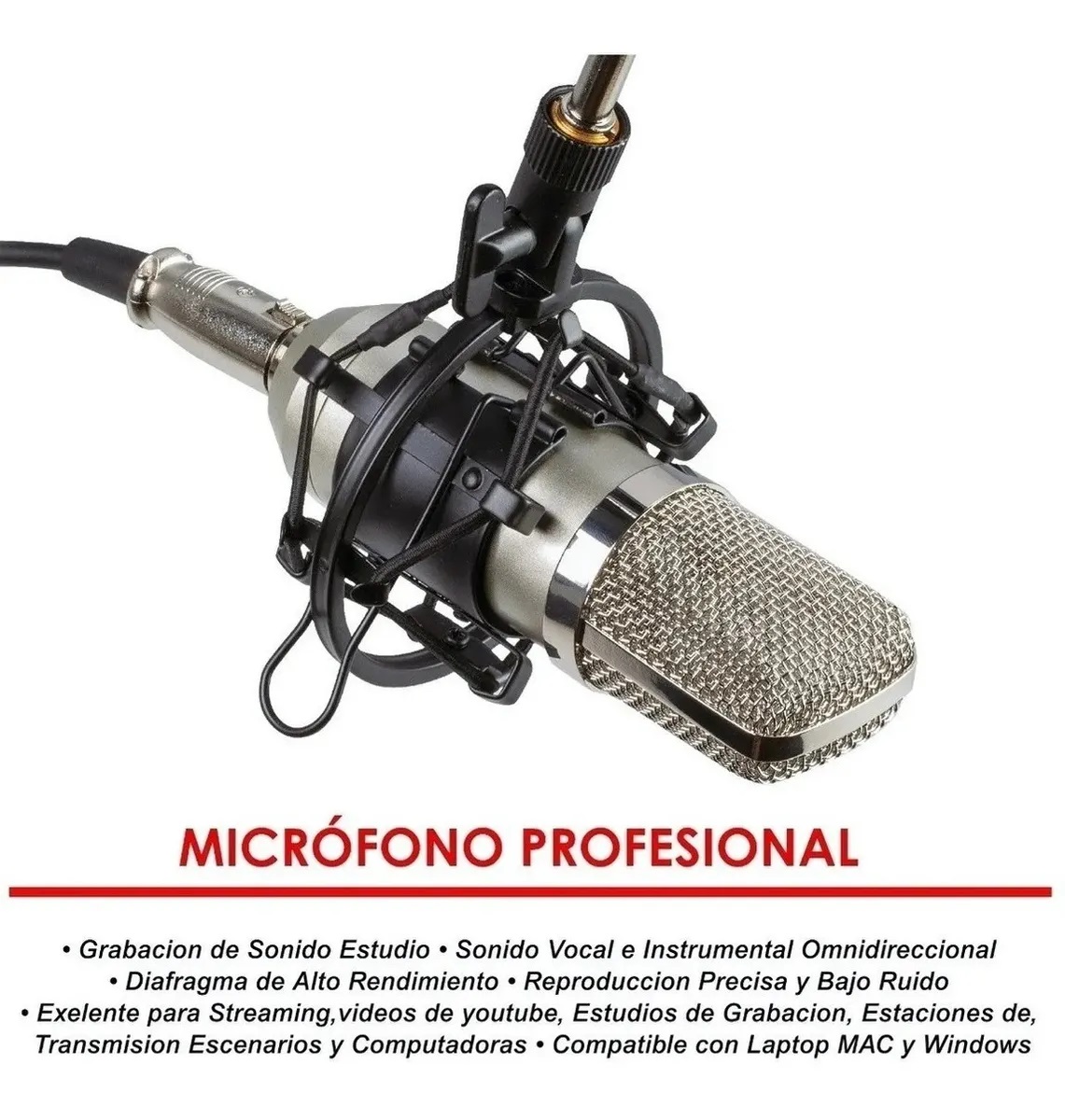 Pedestal P/ Microfono C/ Boom Y Clip De Mesa Harden Kst-119