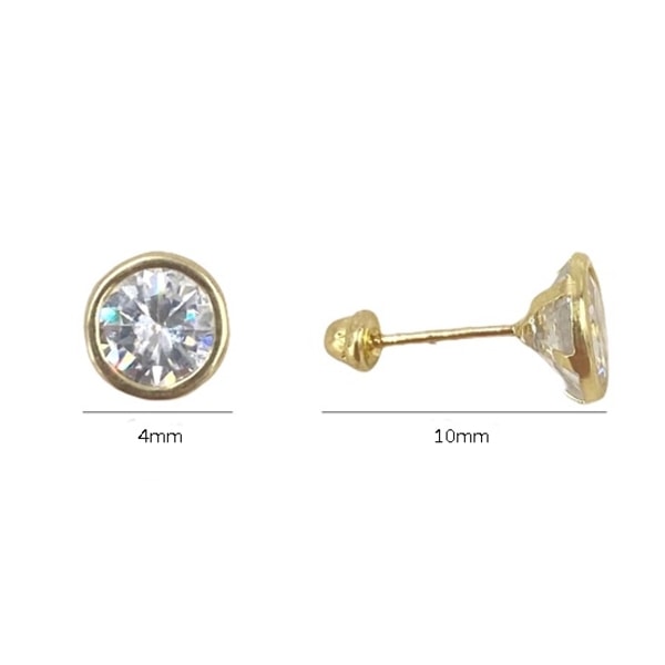 Piercing en Oro de 10K Redondo con Zirconia 4mm - Mancini Joyas