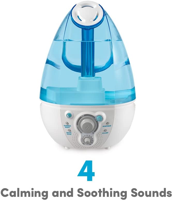 Humidificador ultrasónico myBaby SoundSpa, hasta 45 horas de funcionamiento, tanque de 1 galón, reproduce 4 sonidos relajantes, luz nocturna, perfecto para bebés, recién nacidos, niños pequeños, tecnología de tanque limpio, MYB-W45
