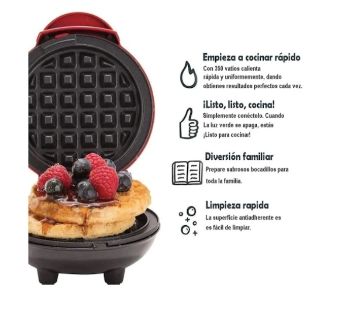 Mini Wafflera Wafles Máquina Hot Cake Pequeña Waflera 