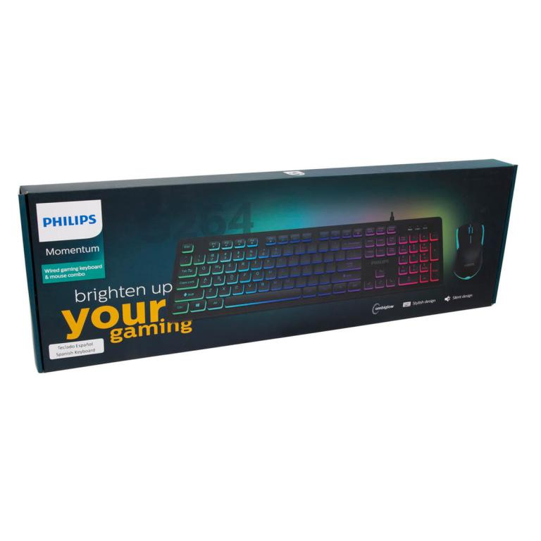 Kit Gamer Teclado y Mouse Momentum G264 RGB SPT8264 Philips - Negro