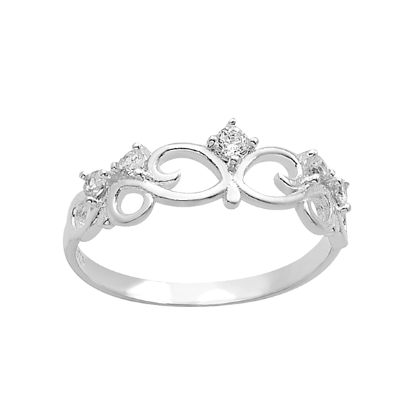 Anillo con Diseño de Corona con detalles de Ramos en Plata .925 + Obsequio