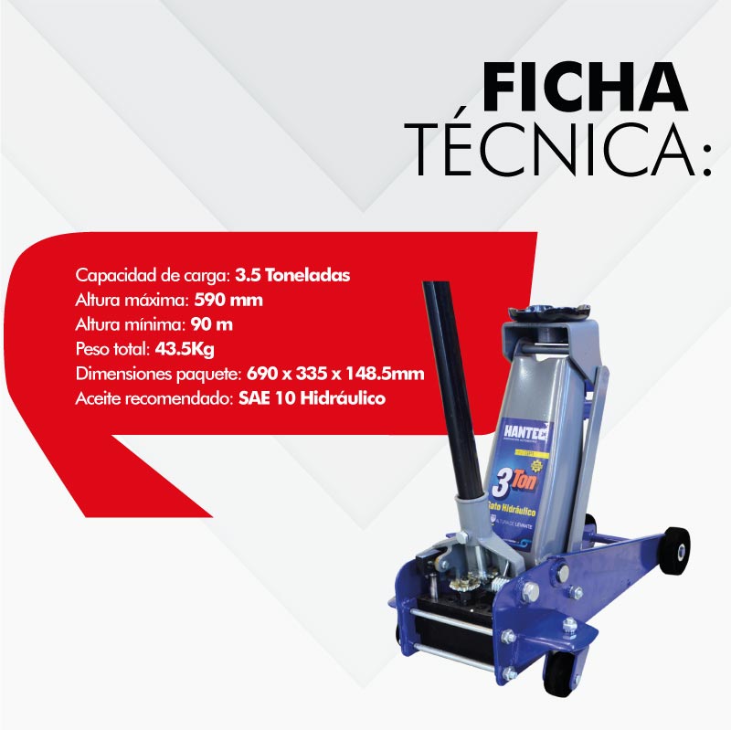 Gato Hidráulico de patin 3.5 Toneladas Cama baja