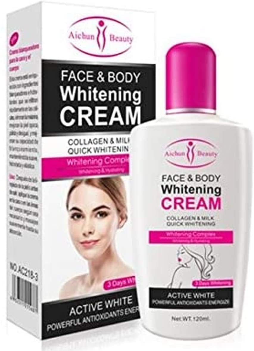 Crema Suave Aclaradora Aichun Beauty Para Cara y Cuerpo Aclara Rodillas Codos Axilas Brazos Espalda con Leche y Colágeno Hidrata y Suaviza la Piel 120 ml