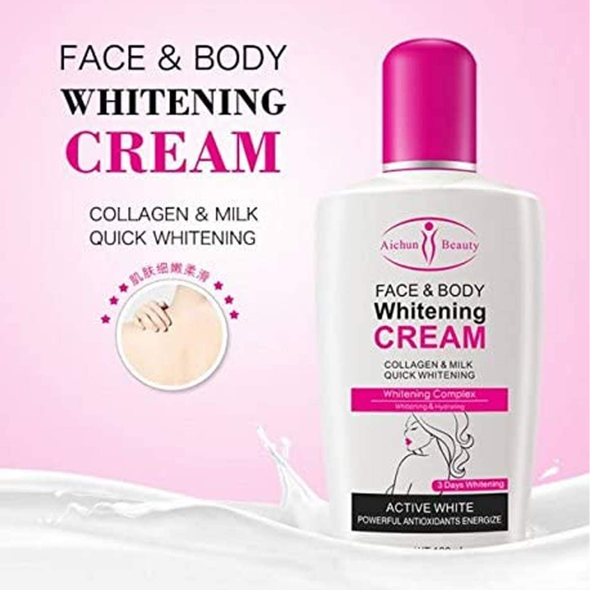 Crema Suave Aclaradora Aichun Beauty Para Cara y Cuerpo Aclara Rodillas Codos Axilas Brazos Espalda con Leche y Colágeno Hidrata y Suaviza la Piel 120 ml