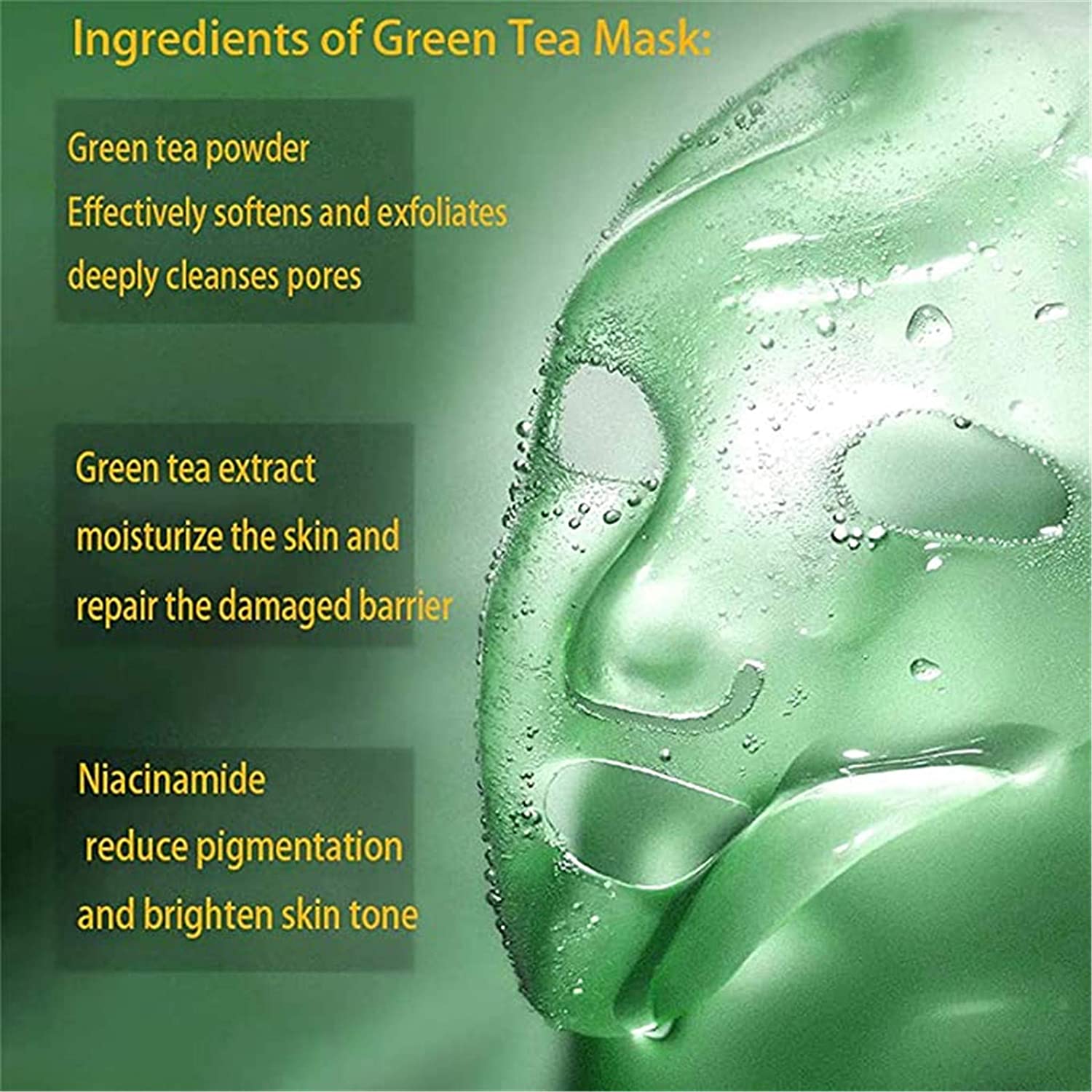 Máscara de arcilla purificadora de té verde, máscara exfoliante de té verde 2 PCS