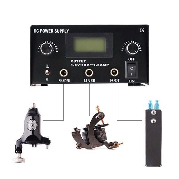 fuente digital dual para tatuar con 2 entradas maquina de linea y sombra con cable de alimentación 