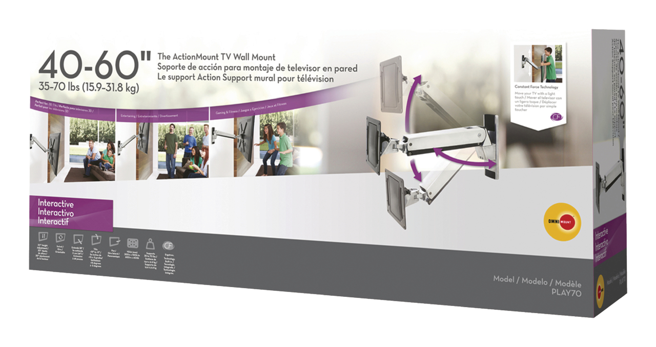 Soporte Para Tv Interactivo Omnimount Play70 40 A 60 Pulgada