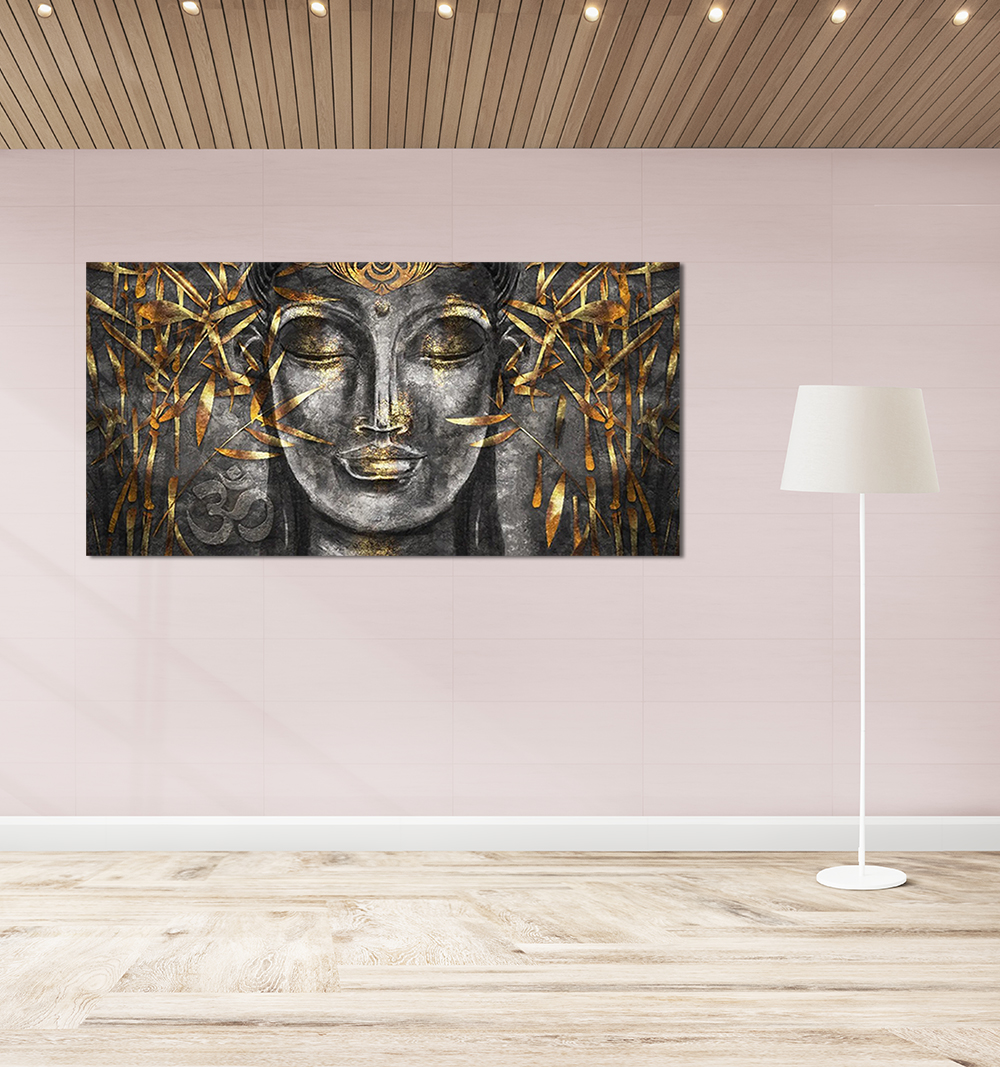 Cuadro Decorativo Buda Dorado con Negro elegante Moderno  60x120cm