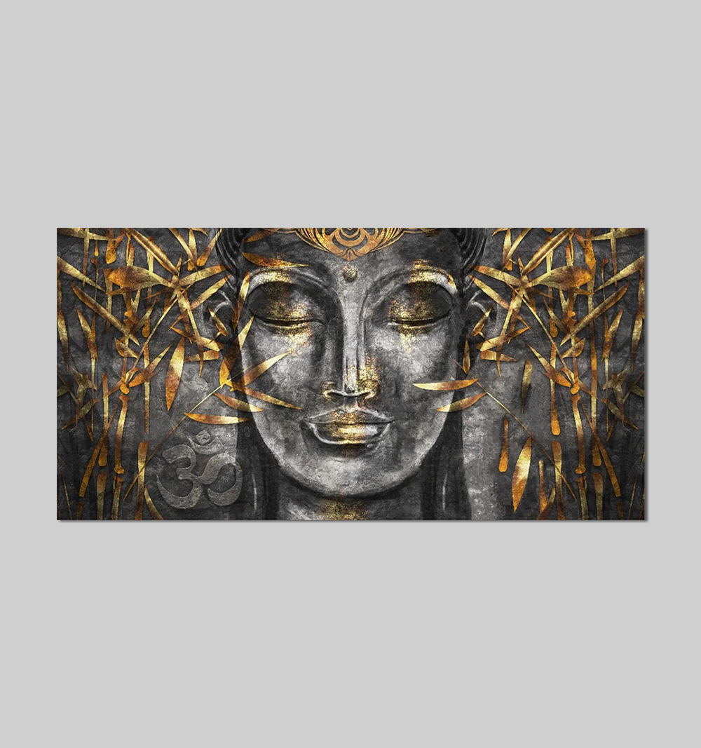 Cuadro Decorativo Buda Dorado con Negro elegante Moderno  60x120cm