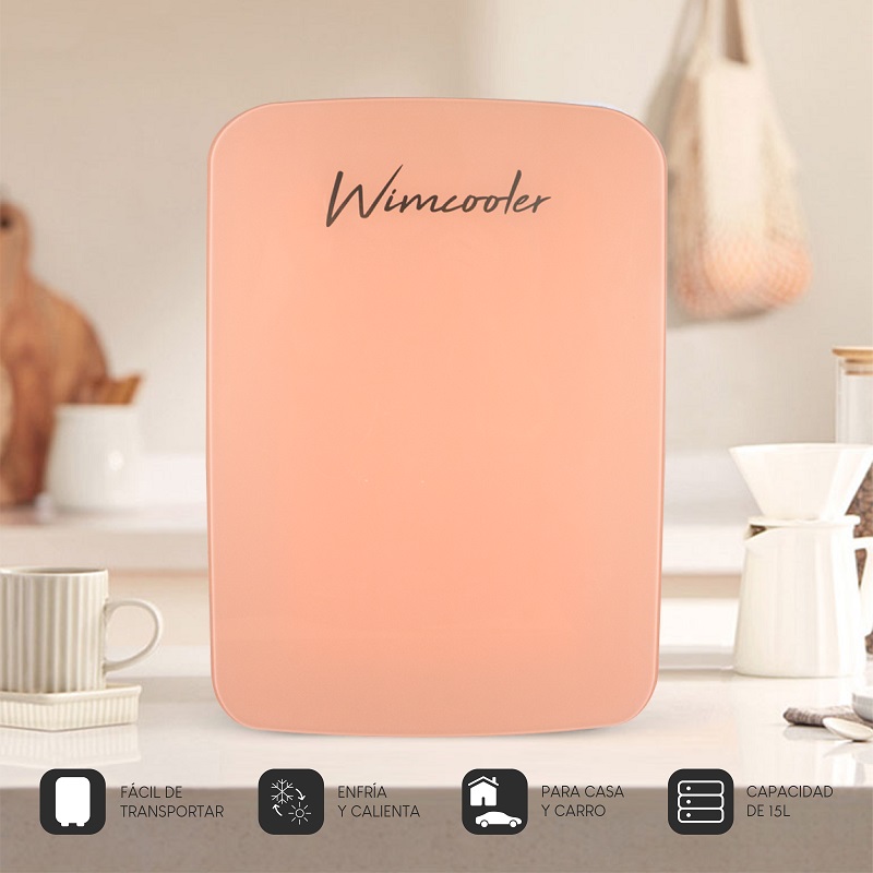 Refrigerador Termoeléctrico Mini Wimcooler  capacidad 15 Litros. Rosa