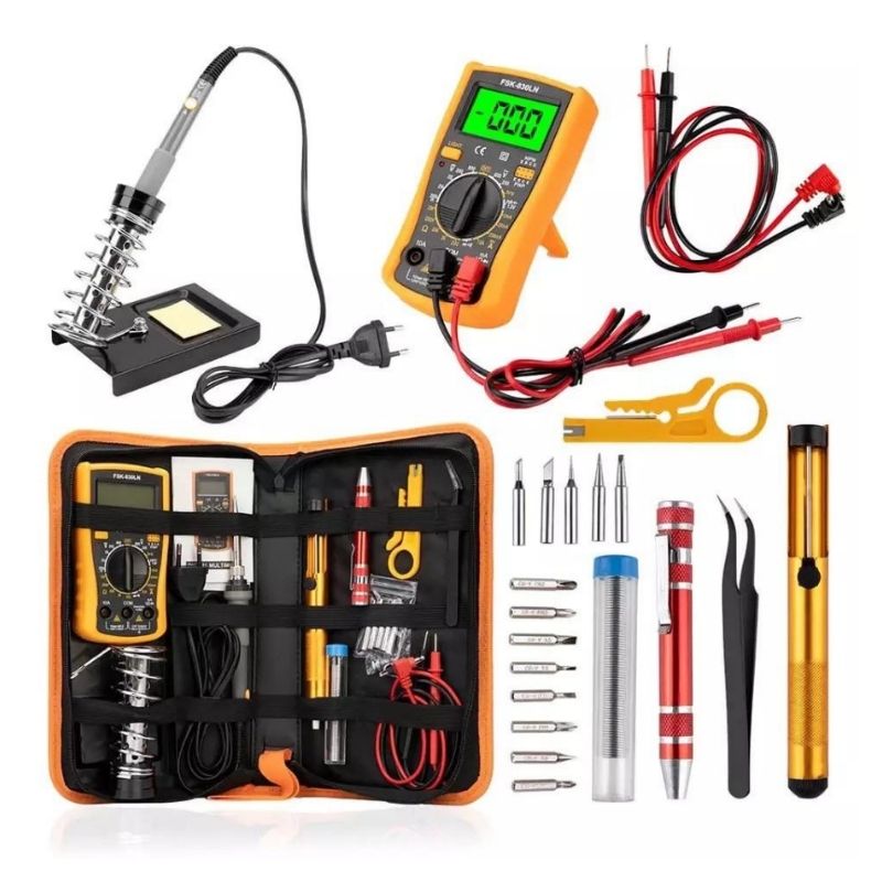 Kit Soldadura Cautín Electrico Ajustable Multimetro Accesorios